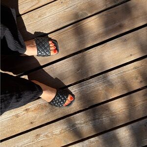 BCBGeneration Quilted Black Slide Sandals Designer Style 7.5